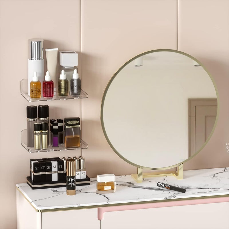 Liboer Wall Mount Floating Shelves for 2 Pcs Security Camera Shelf Mini Speaker Other Small Items in Bedroom Bathroom Kitchen Living Room Clear Mini Shelf Flexible Use for Wall Space(L) - Image 2